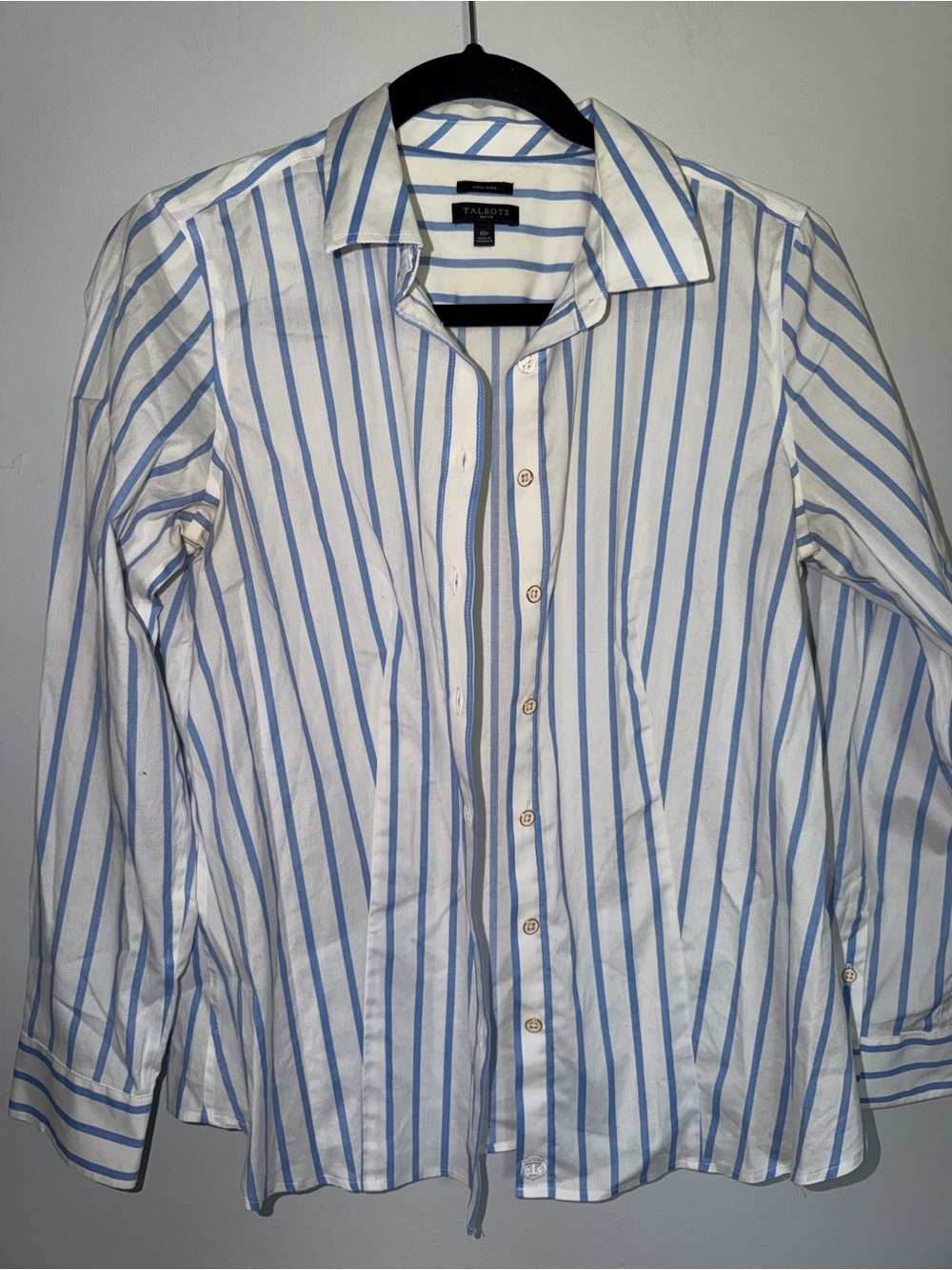Talbots White Shirt with Light Blue Stripes